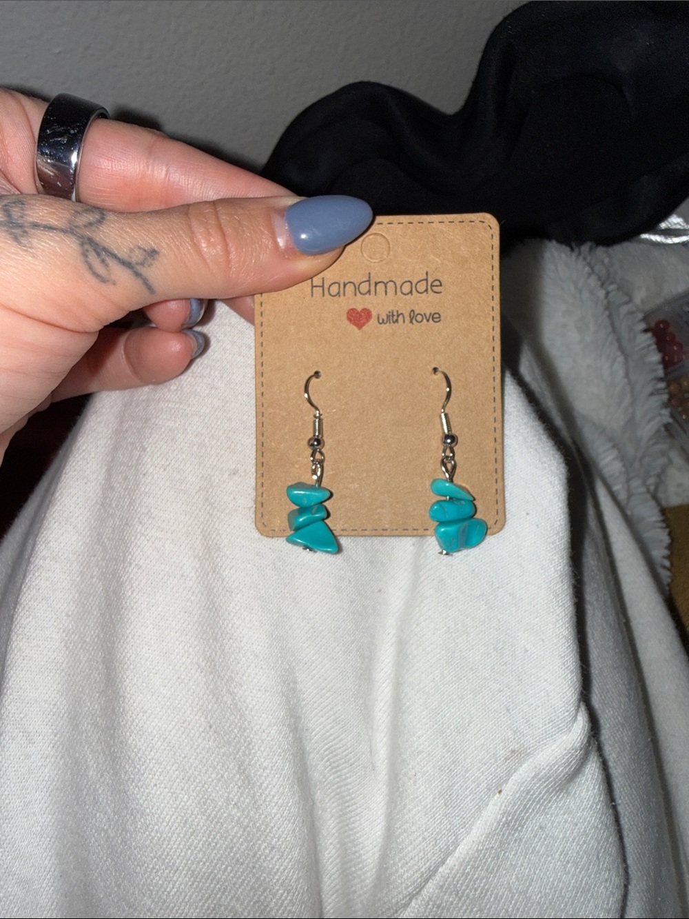 Handmade natural turquoise sterling silver 925 Dangle Earrings jewlrey